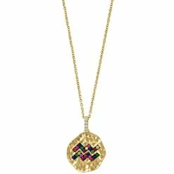 Budget ✨ EFFY Collection EFFY® Multi-Gemstone (1/5 Ct. T.w.) & Diamond Accent Aquarius Zodiac 18 Pendant Necklace In Gold-Plated Silver Multicolor 🎁