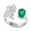 Promo 🎉 EFFY Collection EFFY® Emerald (1-3/8 Ct. T.w.) & Diamond (1 Ct. T.w.) Cluster Cuff Ring In 14k White Gold 😀