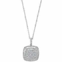Brand new 🌟 EFFY Collection EFFY® Diamond Halo Cluster 18 Pendant Necklace (7/8 Ct. T.w.) In 14k White Gold 🛒