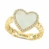 Cheapest 👏 EFFY Collection EFFY® 👩 Mother Of Pearl & Diamond (1/10 Ct. T.w.) Heart Halo Ring In 14k Gold-Plated Sterling Silver Gold Over Silver ⭐