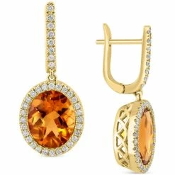Deals 😀 EFFY Collection EFFY® Citrine (4-7/8 Ct. T.w.) & Diamond (1/3 Ct. T.w.) Leverback Drop Earrings In 14k Gold ✔️