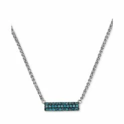 Brand new ✔️ EFFY Collection EFFY® London Blue Topaz Pavé Bar 16 Pendant Necklace (1 Ct. T.w.) In Sterling Silver 🔔