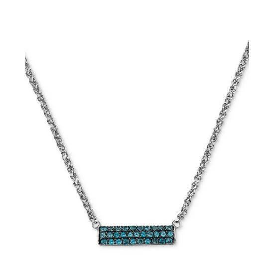 Brand new ✔️ EFFY Collection EFFY® London Blue Topaz Pavé Bar 16 Pendant Necklace (1 Ct. T.w.) In Sterling Silver 🔔