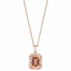 Promo 🛒 EFFY Collection EFFY® Morganite (2-1/2 Ct. T.w.) & Diamond (1/6 Ct. T.w.) 18 Pendant Necklace In 14k Rose Gold 🎁
