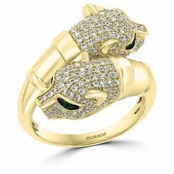 Best Sale ✨ EFFY Collection EFFY® Diamond (7/8 Ct. T.w.) & Emerald Accent Panther Bypass Ring In 14k Gold Yellow Gold 🧨