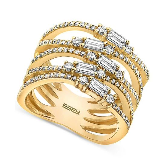 Wholesale 👏 EFFY Collection EFFY® Diamond Round & Baguette Multirow Statement Ring (1-1/10 Ct. T.w.) In 14k Gold Yellow Gold 👏