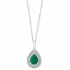 Cheapest 🤩 EFFY Collection EFFY® Emerald (1-1/8 Ct. T.w.) & Diamond (1/5 Ct. T.w.) Teardrop Halo 18 Pendant Necklace In 14k White Gold Emerald Pendant 🔥