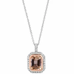 Wholesale ✨ EFFY Collection EFFY® Morganite (2-1/20 Ct. T.w.) & Diamond (1/3 Ct. T.w.) 16 Pendant Necklace In 14k White & Rose Gold 🎁