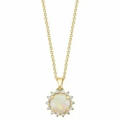 Cheapest ✔️ EFFY Collection EFFY® Ethiopian Opal (1-1/6 Ct. T.w.) & Diamond (1/6 Ct. T.w.) Halo 18 Pendant Necklace In 14k Gold 💯