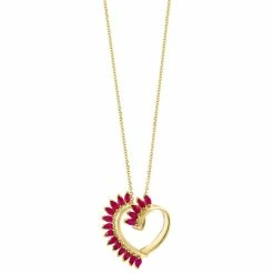 Best Sale 🧨 EFFY Collection EFFY® Ruby Marquise Open Heart 18 Pendant Necklace (1-3/4 Ct. T.w.) In 14k Gold 👏