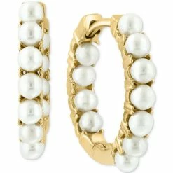 Cheapest 🛒 EFFY Collection EFFY® Cultured Freshwater Pearl (4mm) In & Out Hoop Earrings In 14k Gold 🌟