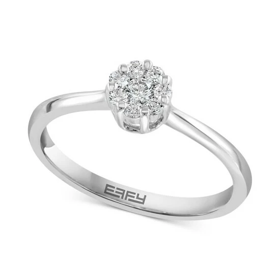 Cheap ⌛ EFFY Collection EFFY® HEMATIAN Diamond Cluster Engagement Ring (1/5 Ct. T.w.) In 18k White Gold 😉