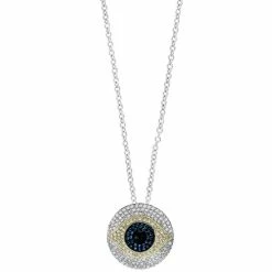 Best Sale 🧨 EFFY Collection EFFY® Multicolor Diamond Evil Eye 18 Pendant Necklace (7/8 Ct. T.w.) In 14k White & Yellow Gold Two Tone 💯