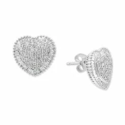 Buy 🤩 EFFY Collection EFFY® Diamond Halo Cluster Heart Stud Earrings (3/4 Ct. T.w.) In 14k White Gold 🥰