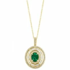 Cheap 👏 EFFY Collection EFFY® Emerald (1-1/2 Ct. T.w.) & Diamond (5/8 Ct. T.w.) Multi-Halo 18 Pendant Necklace In 14k Gold 🧨
