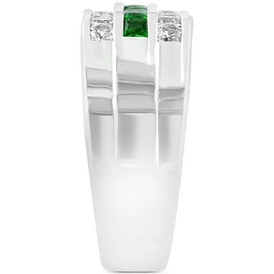 Buy 🥰 EFFY Collection EFFY® Men's Tsavorite (3/4 Ct. T.w.) & White Sapphire Ring (1-1/4 Ct. T.w.) In Sterling Silver 🌟 - Image 4