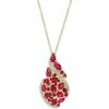 Cheap 🧨 EFFY Collection EFFY® Ruby (3-1/4 Ct. T.w.) & Diamond (1/6 Ct. T.w.) Swirl 18 Pendant Necklace In 14k Gold 🧨