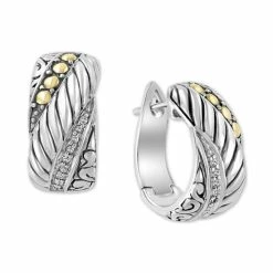 Buy 🤩 EFFY Collection EFFY® Diamond Huggie Hoop Earrings (1/20 Ct. T.w.) In Sterling Silver & 18k Gold ⌛