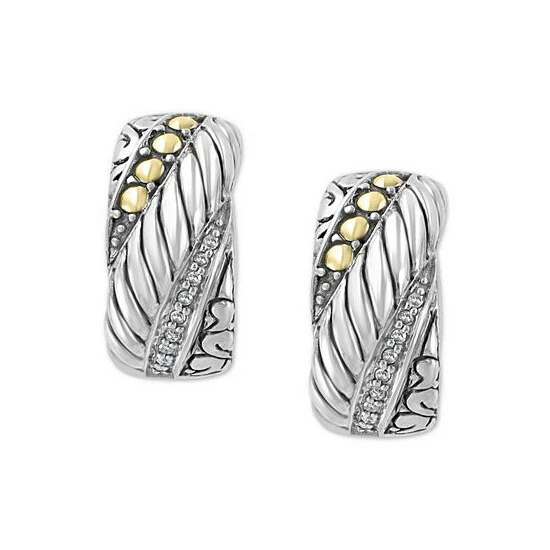 Buy 🤩 EFFY Collection EFFY® Diamond Huggie Hoop Earrings (1/20 Ct. T.w.) In Sterling Silver & 18k Gold ⌛ - Image 3