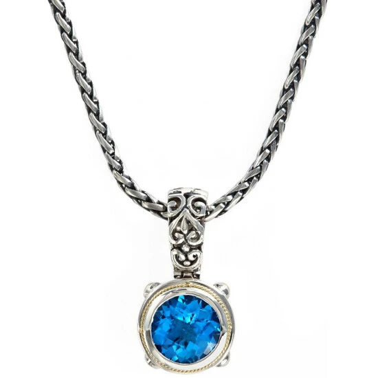 Brand new 🥰 EFFY Collection Balissima By EFFY® Blue Topaz Round Pendant (5-3/4 Ct. T.w.) In 18k Gold And Sterling Silver No Color ⌛