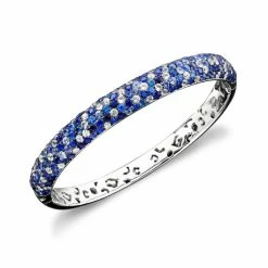 Outlet ❤️ EFFY Collection Saph Splash By EFFY® Shades Of Sapphire Bangle Bracelet (10-3/8 Ct. T.w.) In Sterling Silver Blue 😉