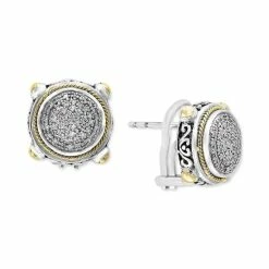 Cheapest 👏 EFFY Collection EFFY® Diamond Cluster Filigree Stud Earrings (1/4 Ct. T.w.) In Sterling Silver & 18k Gold Sterling Silver & Yellow Gold ⭐