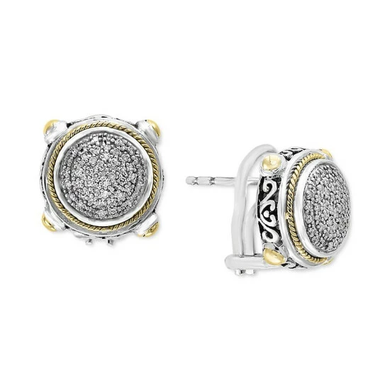 Cheapest 👏 EFFY Collection EFFY® Diamond Cluster Filigree Stud Earrings (1/4 Ct. T.w.) In Sterling Silver & 18k Gold Sterling Silver & Yellow Gold ⭐