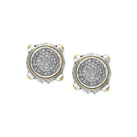 Cheapest 👏 EFFY Collection EFFY® Diamond Cluster Filigree Stud Earrings (1/4 Ct. T.w.) In Sterling Silver & 18k Gold Sterling Silver & Yellow Gold ⭐ - Image 3