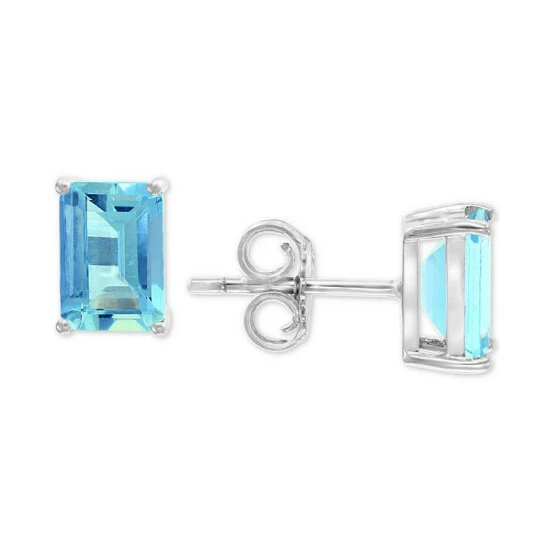 Outlet 💯 EFFY Collection EFFY® Aquamarine Stud Earrings (1-9/10 Ct. T.w.) In 14k White Gold 👍