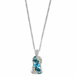 Buy ✨ EFFY Collection EFFY® Blue Topaz 18 Pendant Necklace (3 Ct. T.w.) Sterling Silver & 18k Gold-Plate Multi Color 🎉