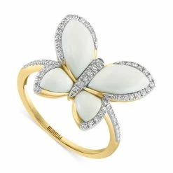 Flash Sale 🤩 EFFY Collection EFFY® White Agate & Diamond (1/4 Ct. T.w.) Butterfly Ring In 14k Gold 🔥