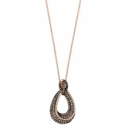Cheap 👏 EFFY Collection EFFY® Espresso Diamond (1 Ct. T.w.) & White Diamond (1/5 Ct. T.w.) Loop 18 Pendant Necklace In 14k Rose Gold 🔔
