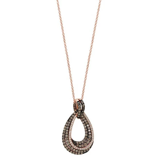 Cheap 👏 EFFY Collection EFFY® Espresso Diamond (1 Ct. T.w.) & White Diamond (1/5 Ct. T.w.) Loop 18 Pendant Necklace In 14k Rose Gold 🔔