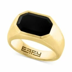 Cheapest ❤️ EFFY Collection EFFY® Men's Onyx Ring In 14k Gold-Plated Sterling Silver Gold Over Silver ✔️