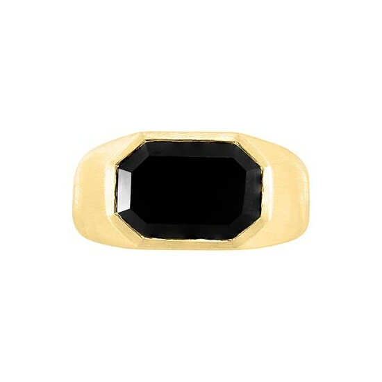 Cheapest ❤️ EFFY Collection EFFY® Men's Onyx Ring In 14k Gold-Plated Sterling Silver Gold Over Silver ✔️ - Image 3