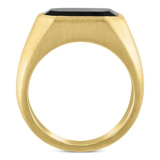 Cheapest ❤️ EFFY Collection EFFY® Men's Onyx Ring In 14k Gold-Plated Sterling Silver Gold Over Silver ✔️ - Image 4