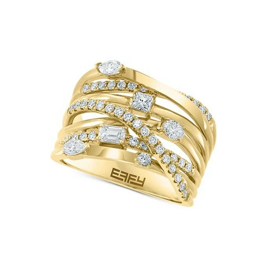 Cheapest ⌛ EFFY Collection EFFY® Diamond Multi-Shape Multirow Crossover Ring (1 Ct. T.w.) In 14k Gold Yellow Gold ⌛ - Image 3