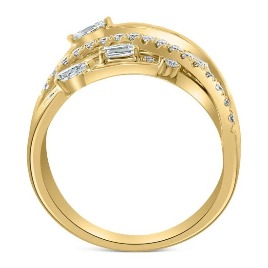 Cheapest ⌛ EFFY Collection EFFY® Diamond Multi-Shape Multirow Crossover Ring (1 Ct. T.w.) In 14k Gold Yellow Gold ⌛ - Image 4
