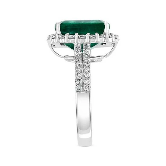 Best reviews of 😉 EFFY Collection EFFY® Emerald (6-1/3 Ct. T.w.) & Diamond (1-1/20 Ct. T.w.) Halo Ring In 14k White Gold ✨ - Image 5