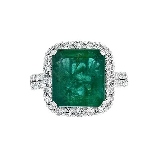 Best reviews of 😉 EFFY Collection EFFY® Emerald (6-1/3 Ct. T.w.) & Diamond (1-1/20 Ct. T.w.) Halo Ring In 14k White Gold ✨ - Image 6