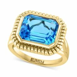 Cheap 👏 EFFY Collection EFFY® Blue Topaz Solitaire Statement Ring (8-1/3 Ct. T.w.) In 14k Gold 🔥