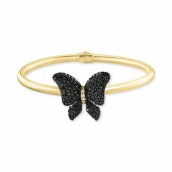Flash Sale 🥰 EFFY Collection EFFY® Black Diamond (7/8 Ct. T.w.) & White Diamond (1/10 Ct. T.w.) Butterfly Bangle Bracelet In 14k Gold Yellow Gold 😉
