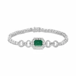 Buy 🤩 EFFY Collection EFFY® Emerald (1-3/8 Ct. T.w.) & Diamond (3/4 Ct. T.w.) Link Bracelet In 14k White Gold 🌟