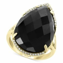 Outlet 😀 EFFY Collection EFFY® Onyx (22 X 15mm) & Diamond (1/10 Ct. T.w.) Statement Ring In 14k Gold Yellow Gold ✔️