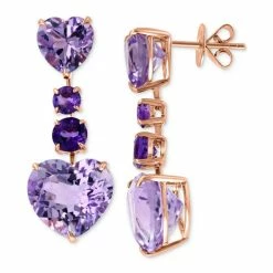 Top 10 👏 EFFY Collection EFFY® Multicolor Amethyst (16-1/3 Ct. T.w.) Heart Drop Earrings In 14k Rose Gold 🌟