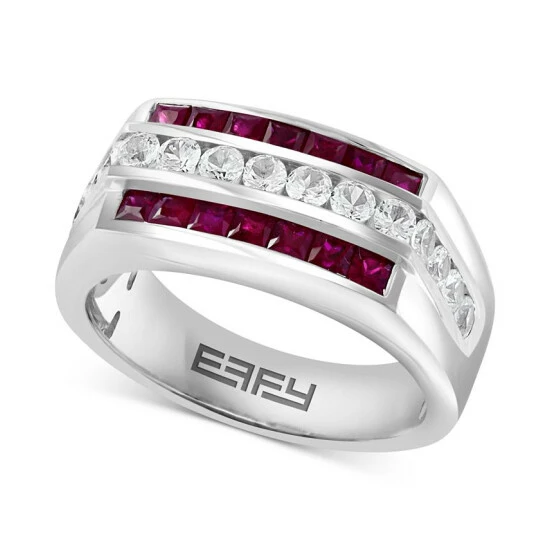 Cheapest 💯 EFFY Collection EFFY® Men's Ruby (1-3/8 Ct. T.w.) & White Sapphire (1-1/3 Ct. T.w.) Ring In Sterling Silver 😉