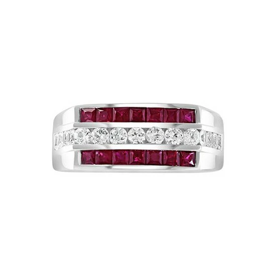 Cheapest 💯 EFFY Collection EFFY® Men's Ruby (1-3/8 Ct. T.w.) & White Sapphire (1-1/3 Ct. T.w.) Ring In Sterling Silver 😉 - Image 3