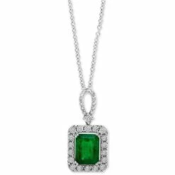 Best Sale 🔔 EFFY Collection EFFY® Emerald (2-1/5 Ct. T.w.) & Diamond (1/4 Ct. T.w.) 18 Pendant Necklace In 14k White Gold (Also Available In 14k Yellow Gold) Emerald/14k Yellow Gold 🌟