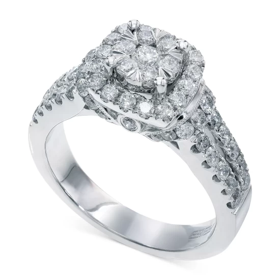 Best reviews of ✔️ EFFY Collection Bouquet By EFFY® Diamond Square Halo Engagement Ring In 14k White Gold (1-1/4 Ct. T.w.) ❤️ - Image 2