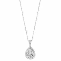Outlet ❤️ EFFY Collection EFFY® Diamond Teardrop Halo Cluster 18 Pendant Necklace (3/4 Ct. T.w.) In 14k White Gold 😀